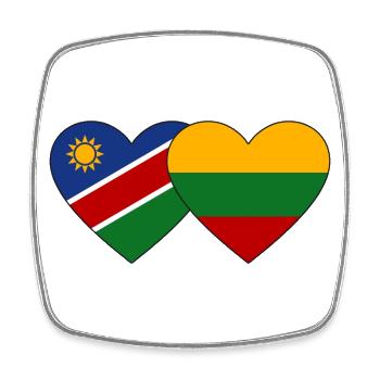 Namibia Lithuania Flag Heart - Square fridge magnet - white - Front