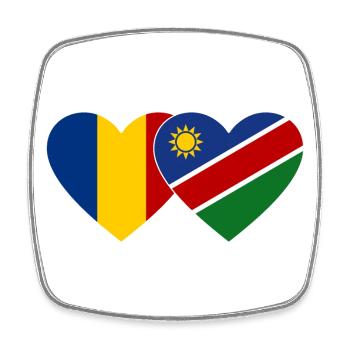 Rumänien Namibia Flagge Herz - Viereckiger Kühlschrankmagnet - Weiß - Vorne