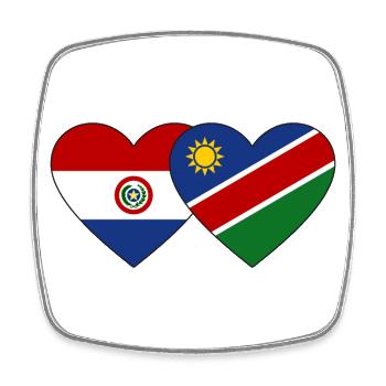 Domenikanische Republik Namibia Flagge Herz - Viereckiger Kühlschrankmagnet - Weiß - Vorne