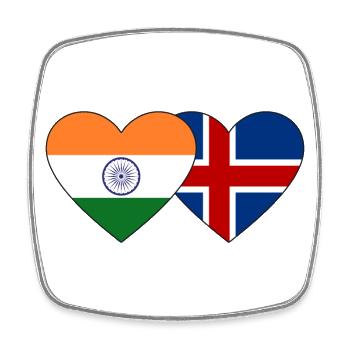 Indien Island Flagge Herz - Viereckiger Kühlschrankmagnet - Weiß - Vorne