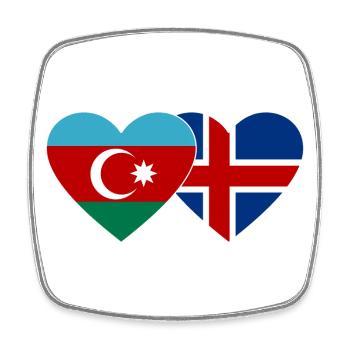 Azerbaïdjan Islande Flag Coeur - Magnet carré - blanc - Devant