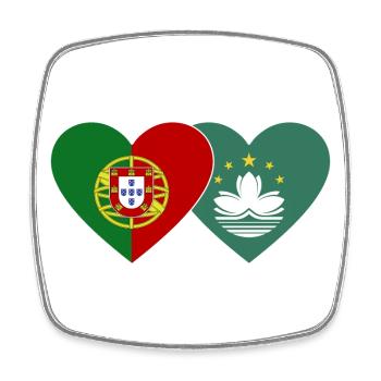Portugal Cœur de drapeau de Macao - Magnet carré - blanc - Devant