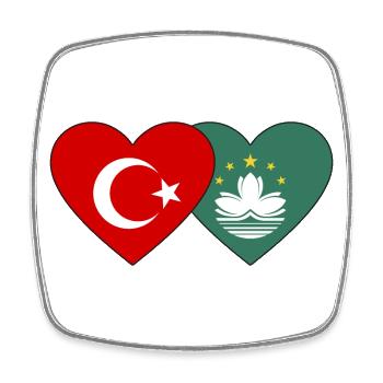 Türkei Macau Flagge Herz - Viereckiger Kühlschrankmagnet - Weiß - Vorne