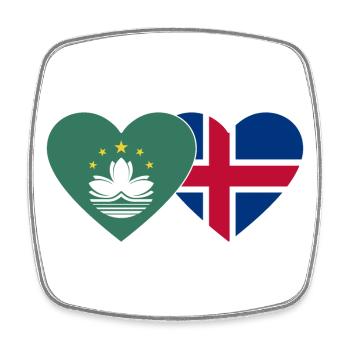 Macau Island Flagge Herz - Viereckiger Kühlschrankmagnet - Weiß - Vorne