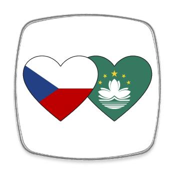 Tschechien Macau Flagge Herz - Viereckiger Kühlschrankmagnet - Weiß - Vorne