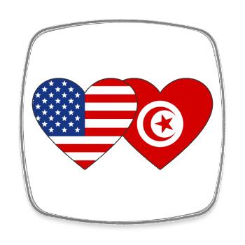 États-Unis Tunisie Flag Heart - Magnet carré - blanc - Devant