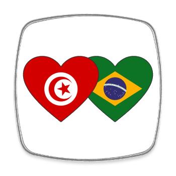 Tunisie Brésil Flag Coeur - Magnet carré - blanc - Devant