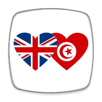 Großbritannien Tunesien Flagge Herz - Viereckiger Kühlschrankmagnet - Weiß - Vorne