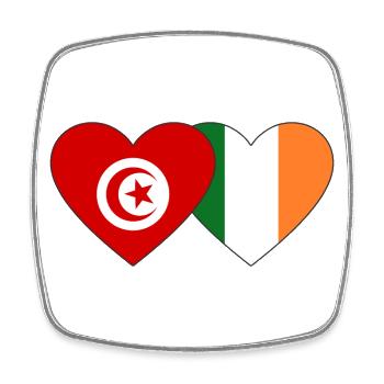 Tunisia Ireland Flag Heart - Square fridge magnet - white - Front