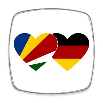 Seychelles Germany Flag Heart - Square fridge magnet - white - Front