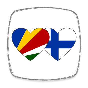 Seychelles Finland Flag Heart - Square fridge magnet - white - Front