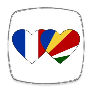 France Seychelles drapeau coeur - Magnet carré - blanc - Devant
