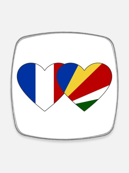 Frankreich Seychellen Flagge Herz - Viereckiger Kühlschrankmagnet - Weiß