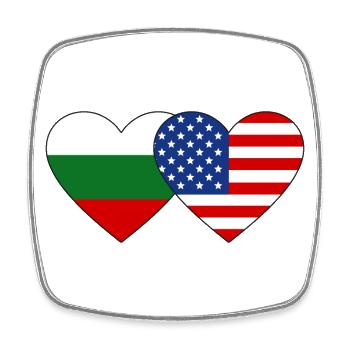 Bulgarien USA Flagge Herz - Viereckiger Kühlschrankmagnet - Weiß - Vorne