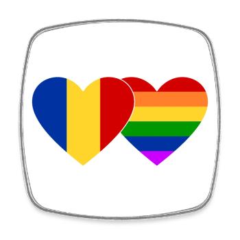 Romania Rainbow Flag - Square fridge magnet - white - Front