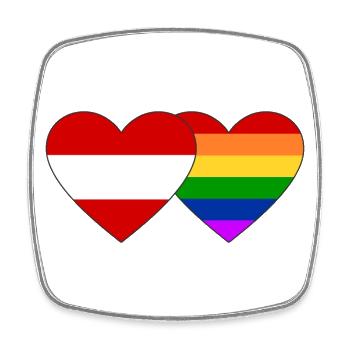 Austria Rainbow Flag - Square fridge magnet - white - Front