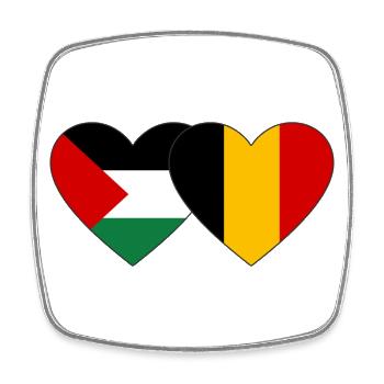 Palästina Belgien Flagge Herz - Viereckiger Kühlschrankmagnet - Weiß - Vorne