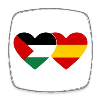 Palestine Espagne Drapeau Coeur - Magnet carré - blanc - Devant