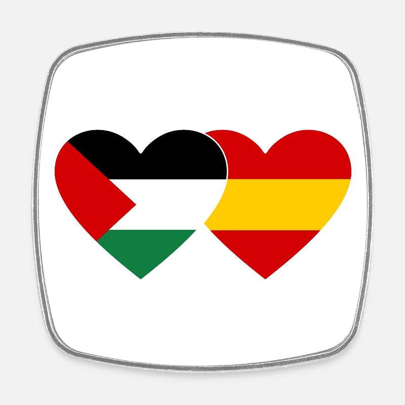 Palestine Espagne Drapeau Coeur - Magnet carré - blanc