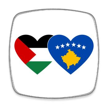 Palestine Kosovo drapeau coeur - Magnet carré - blanc - Devant