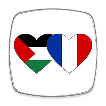 Palestine France Drapeau Coeur - Magnet carré - blanc - Devant