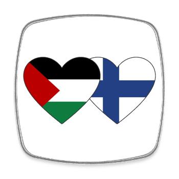 Palestine Finlande Drapeau Coeur - Magnet carré - blanc - Devant