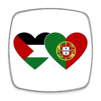 Palästina Portugal Flagge Herz - Viereckiger Kühlschrankmagnet - Weiß - Vorne