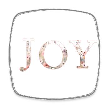 JOY! Floral pattern, customizable - Square fridge magnet - white - Front
