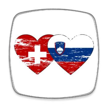 Switzerland Slovenia flag used - Square fridge magnet - white - Front