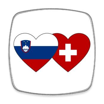 Slowenien Schweiz Flagge Herz - Viereckiger Kühlschrankmagnet - Weiß - Vorne
