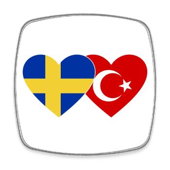 Sweden Turkey Flag Heart - Square fridge magnet - white - Front