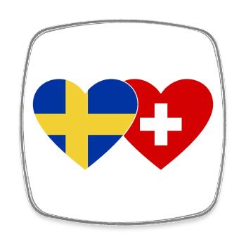 Suède Suisse Drapeau Coeur - Magnet carré - blanc - Devant
