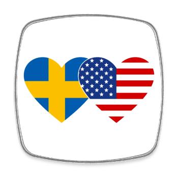 Schweden USA Flagge Herz - Viereckiger Kühlschrankmagnet - Weiß - Vorne