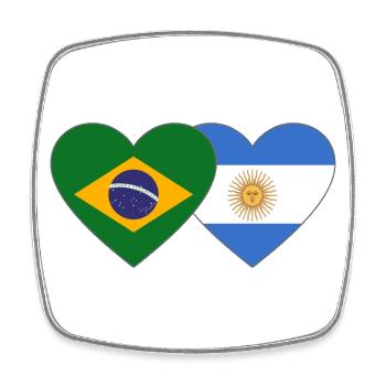 Brésil Argentine Drapeau Coeur - Magnet carré - blanc - Devant