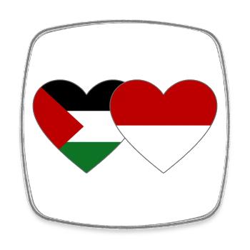 Palestine Indonésie Drapeau Coeur - Magnet carré - blanc - Devant