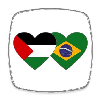 Palästina Brasilien Flagge Herz - Viereckiger Kühlschrankmagnet - Weiß - Vorne