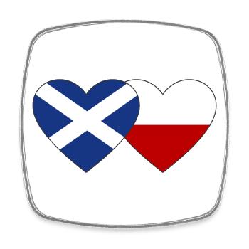 Ecosse Pologne Drapeau Coeur - Magnet carré - blanc - Devant