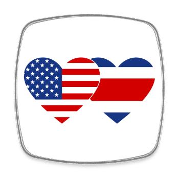 USA Costa Rica Flag Heart - Square fridge magnet - white - Front