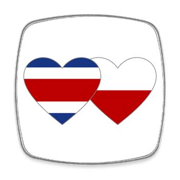 Costa Rica Pologne Drapeau Coeur - Magnet carré - blanc - Devant