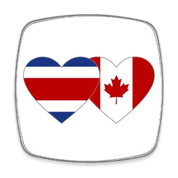 Coeur du drapeau du Costa Rica Canada - Magnet carré - blanc - Devant