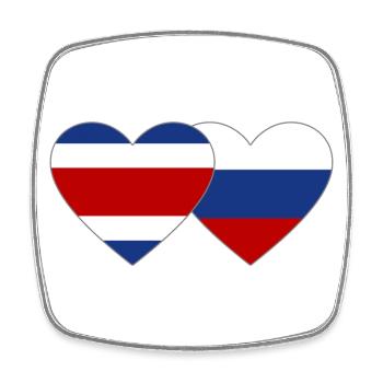 Costa Rica Russia Flag Heart - Square fridge magnet - white - Front