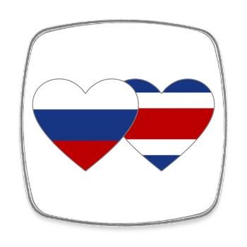 Russia Costa Rica Flag Heart - Square fridge magnet - white - Front