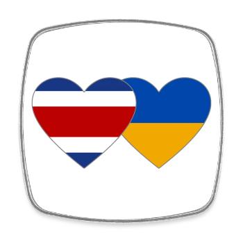 Coeur de drapeau du Costa Rica Ukraine - Magnet carré - blanc - Devant