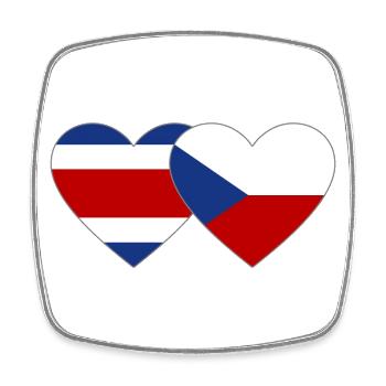 Coeur de drapeau de la République tchèque du Costa Rica - Magnet carré - blanc - Devant