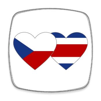 Coeur de drapeau de la République tchèque Costa Rica - Magnet carré - blanc - Devant
