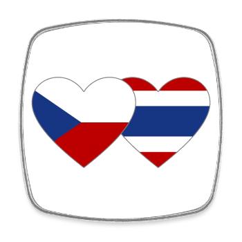 Czech Republic Thailand Flag Heart - Square fridge magnet - white - Front