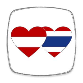 Autriche Thaïlande Drapeau Coeur - Magnet carré - blanc - Devant