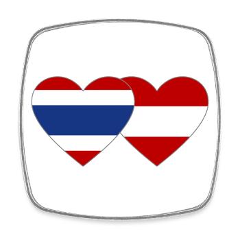 Thaïlande Autriche Drapeau Coeur - Magnet carré - blanc - Devant