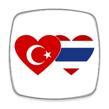 Türkei Thailand Flagge Herz - Viereckiger Kühlschrankmagnet - Weiß - Vorne