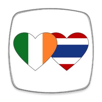 Irland Thailand Flagge Herz - Viereckiger Kühlschrankmagnet - Weiß - Vorne